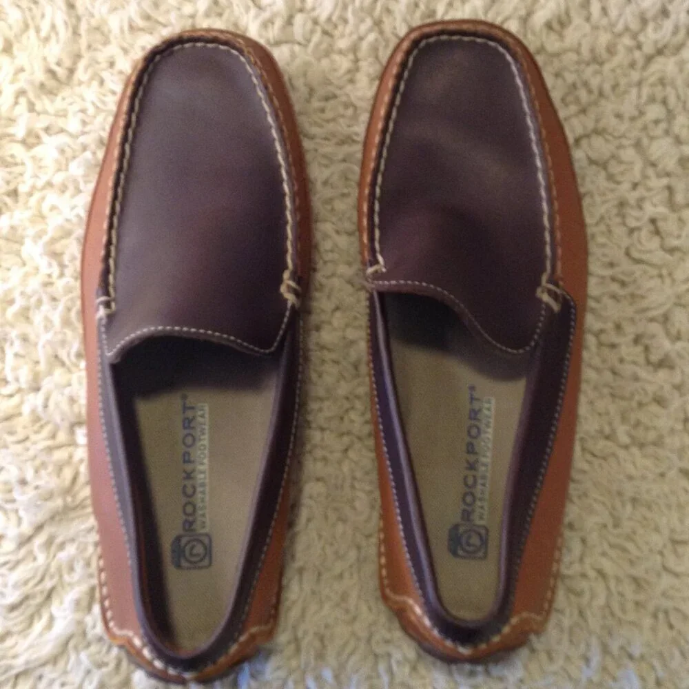 NWOT Rockport Men's 8.5 Leather Driving Loafers Collegiate Ivy League Dudecore